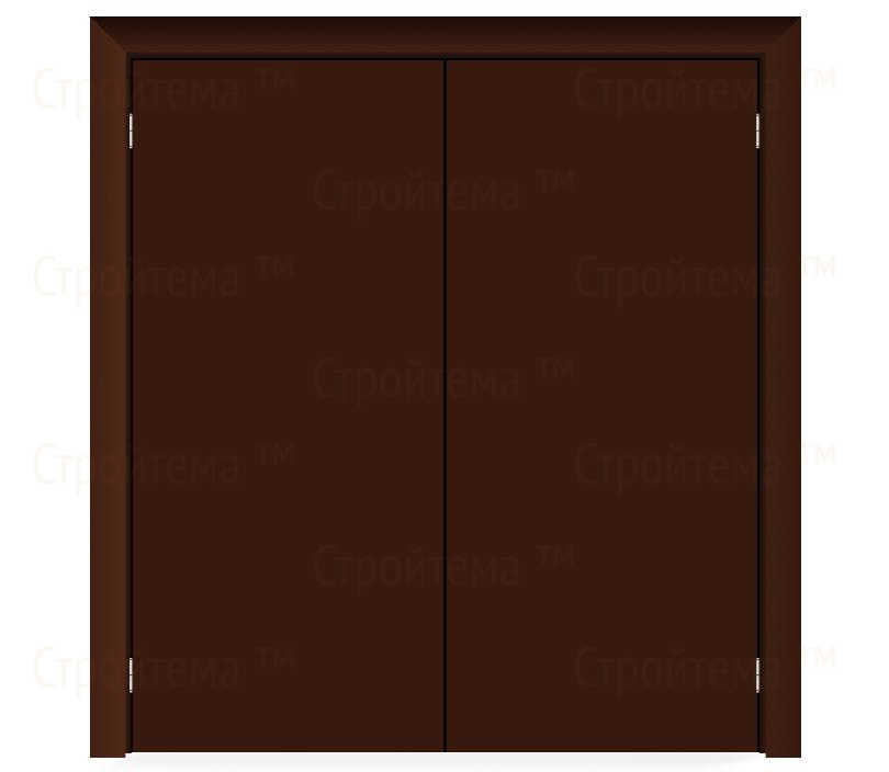 Влагостойкая дверь ПВХ EtaDoor глухая коричневая маятниковая двухстворчатая с ПВХ кромкой