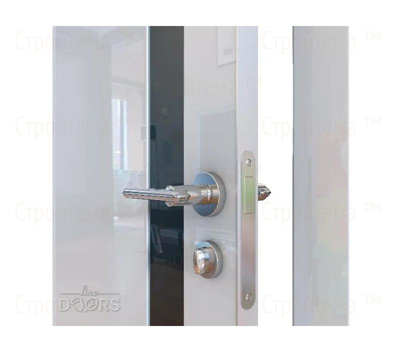 Дверь межкомнатная Линия дверей DO-507 (ДО-507) Белый глянец/стекло Черное