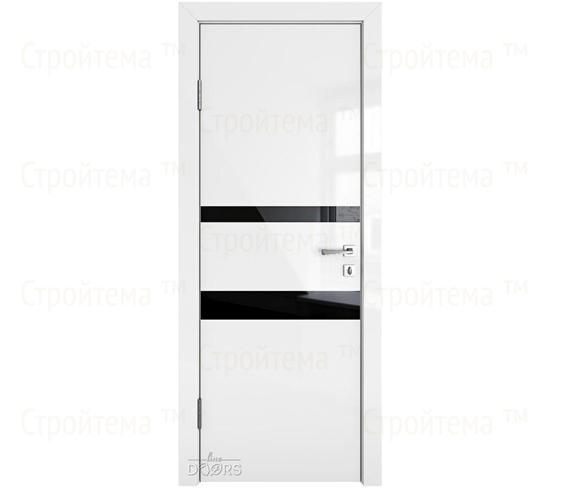 Дверь межкомнатная Линия дверей DO-512 (ДО-512) Белый глянец/стекло Черное