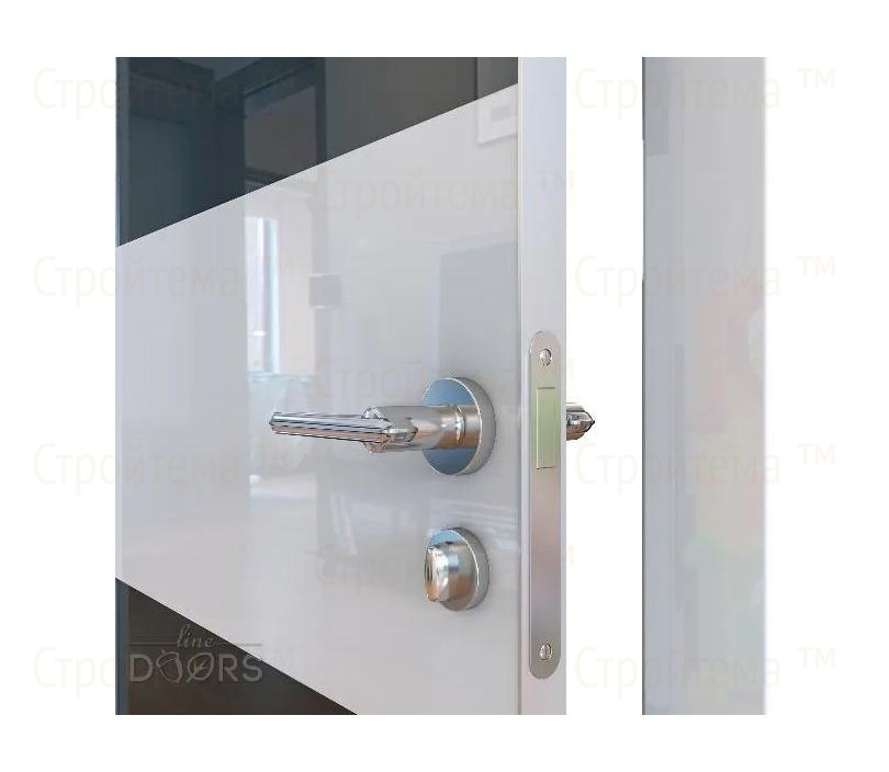 Дверь межкомнатная шумоизоляционная Линия дверей DO-608 (ДО-608) Белый глянец/стекло Черное