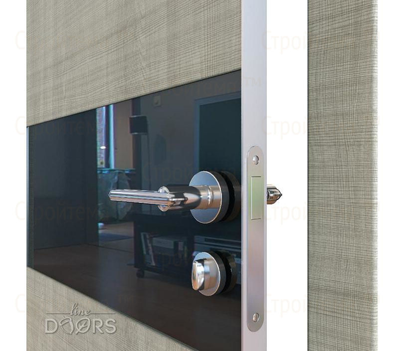 Дверь межкомнатная Линия дверей DO-501 (ДО-501) Серый дуб/стекло Черное
