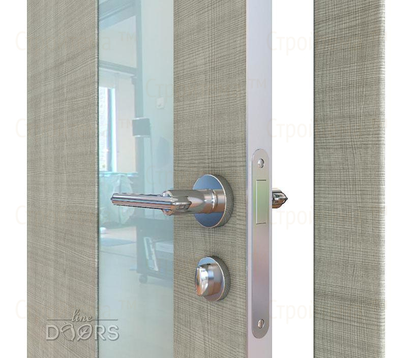 Дверь межкомнатная Линия дверей DO-504 (ДО-504) Серый дуб/стекло Белое