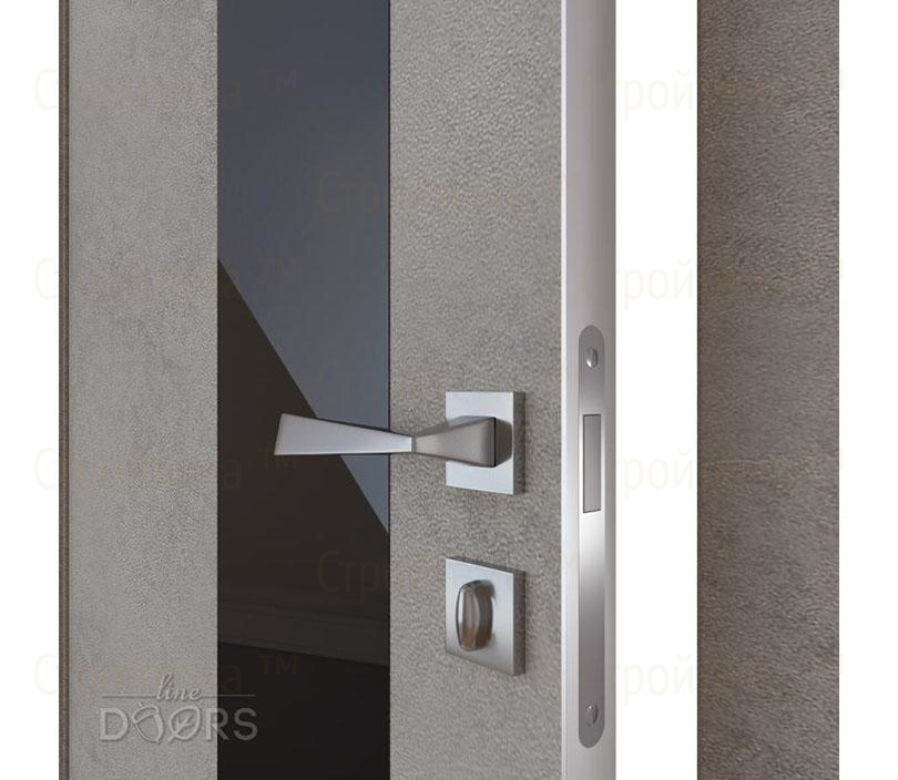 Дверь межкомнатная Линия дверей DO-504 (ДО-504) Бетон светлый/стекло Черное