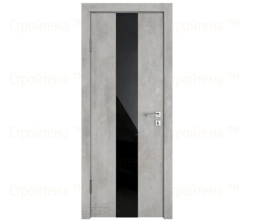 Дверь межкомнатная Линия дверей DO-510 (ДО-510) Бетон светлый/стекло Черное