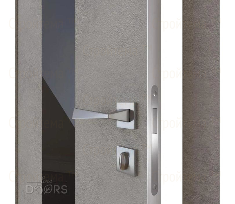 Дверь межкомнатная Линия дверей DO-510 (ДО-510) Бетон светлый/стекло Черное