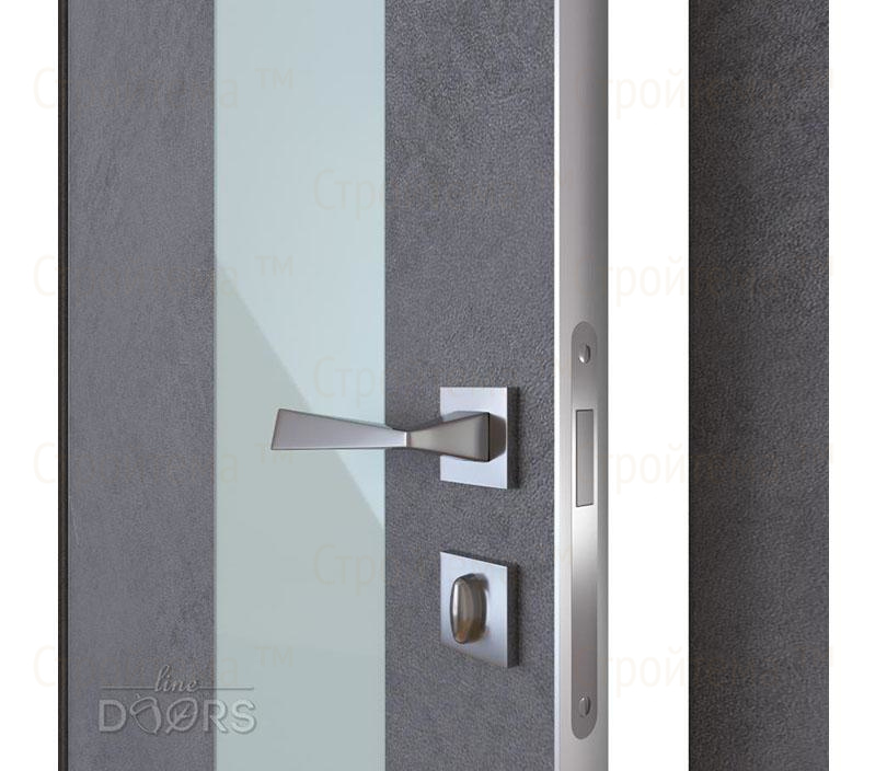 Дверь межкомнатная Линия дверей DO-504 (ДО-504) Бетон темный/стекло Белое