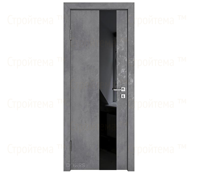 Дверь межкомнатная Линия дверей DO-504 (ДО-504) Бетон темный/стекло Черное