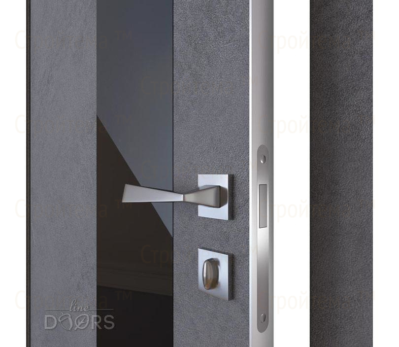Дверь межкомнатная Линия дверей DO-504 (ДО-504) Бетон темный/стекло Черное