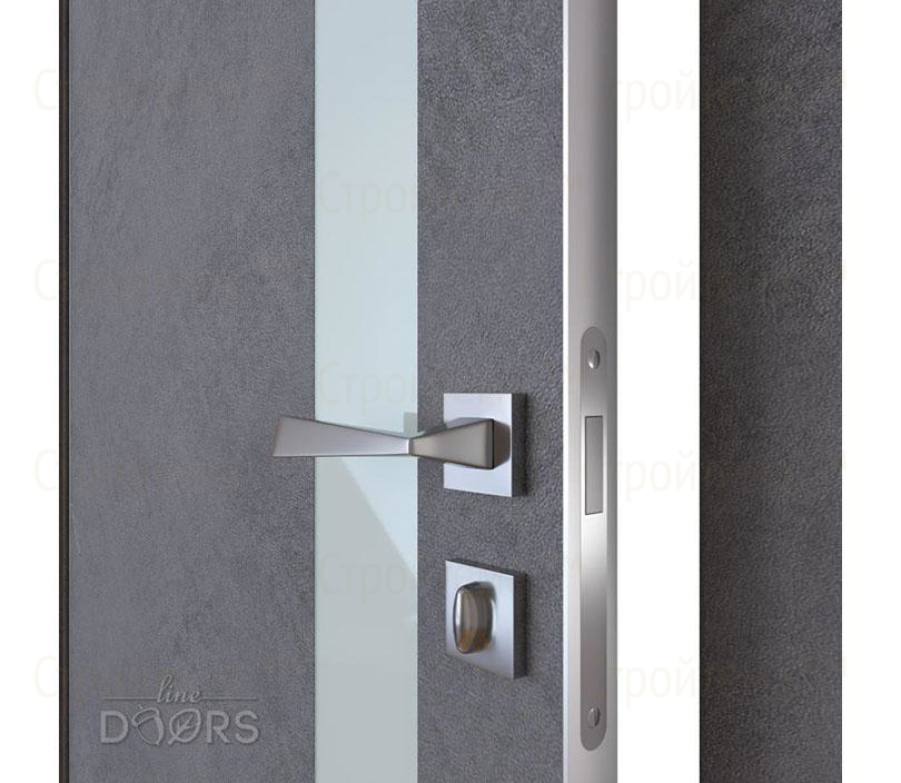 Дверь межкомнатная Линия дверей DO-507 (ДО-507) Бетон темный/стекло Белое