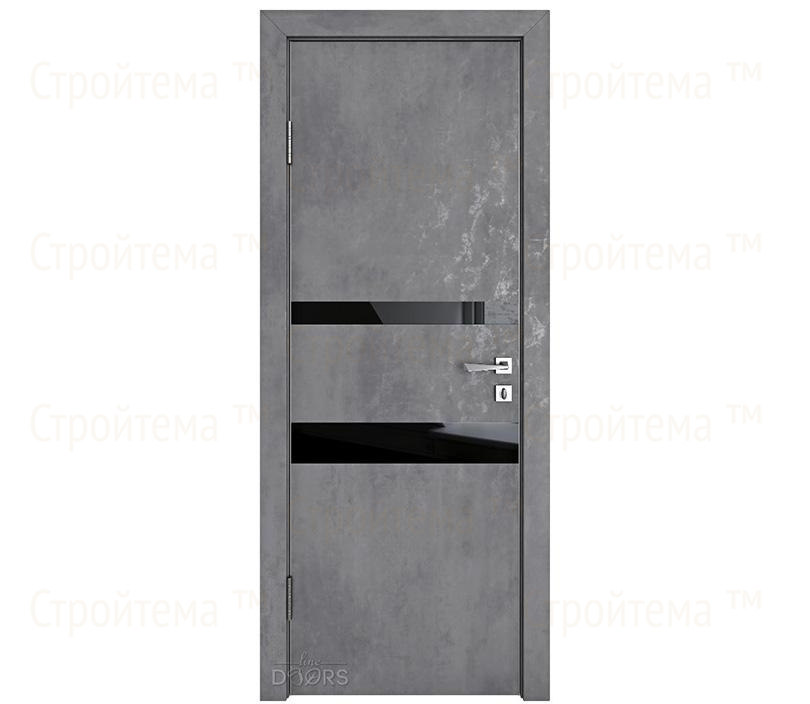 Дверь межкомнатная Линия дверей DO-512 (ДО-512) Бетон темный/стекло Черное