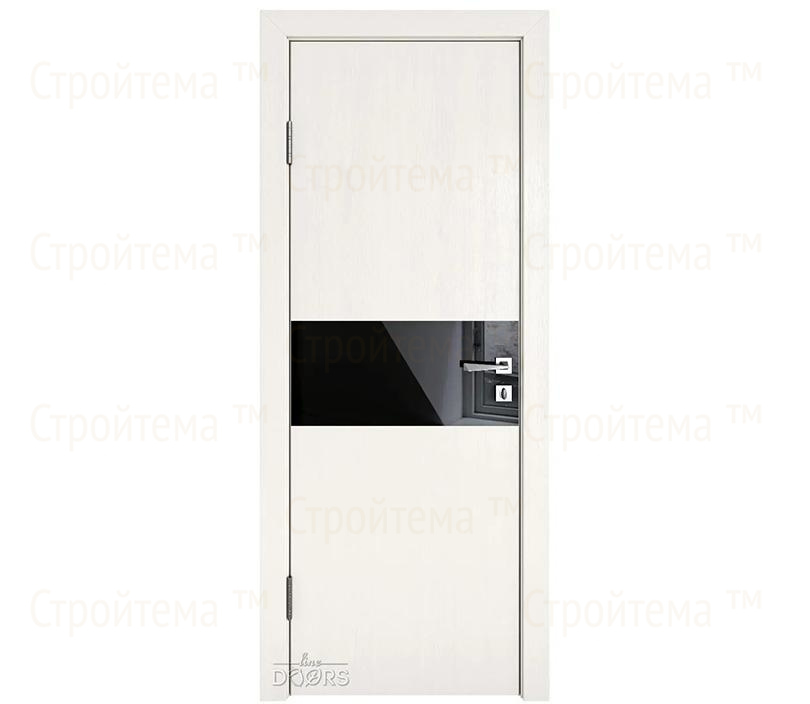 Дверь межкомнатная Линия дверей DO-501 (ДО-501) Белый ясень/стекло Черное