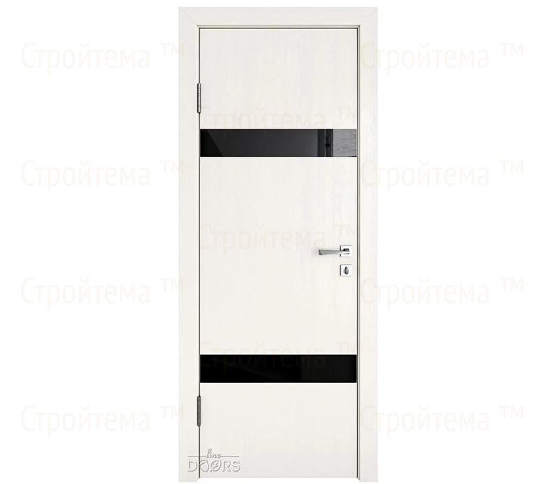 Дверь межкомнатная Линия дверей DO-502 (ДО-502) Белый ясень/стекло Черное