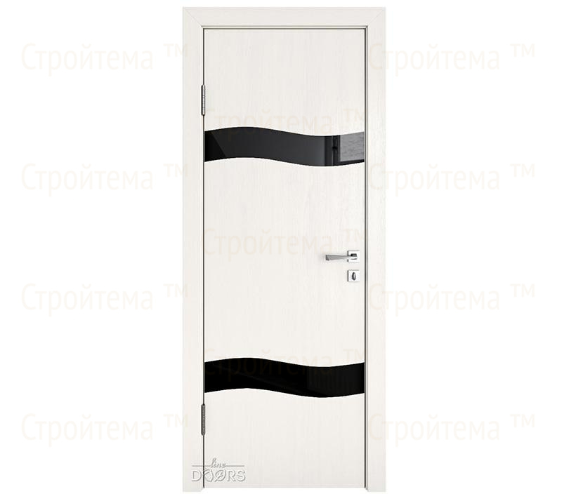 Дверь межкомнатная Линия дверей DO-503 (ДО-503) Белый ясень/стекло Черное