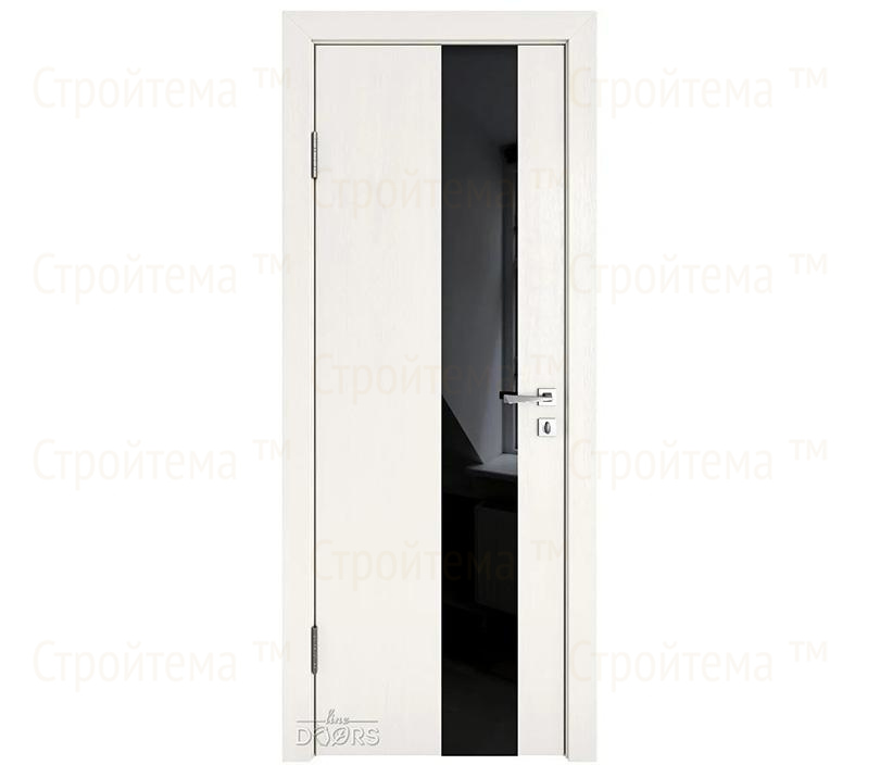 Дверь межкомнатная Линия дверей DO-504 (ДО-504) Белый ясень/стекло Черное