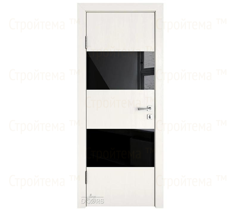 Дверь межкомнатная Линия дверей DO-508 (ДО-508) Белый ясень/стекло Черное