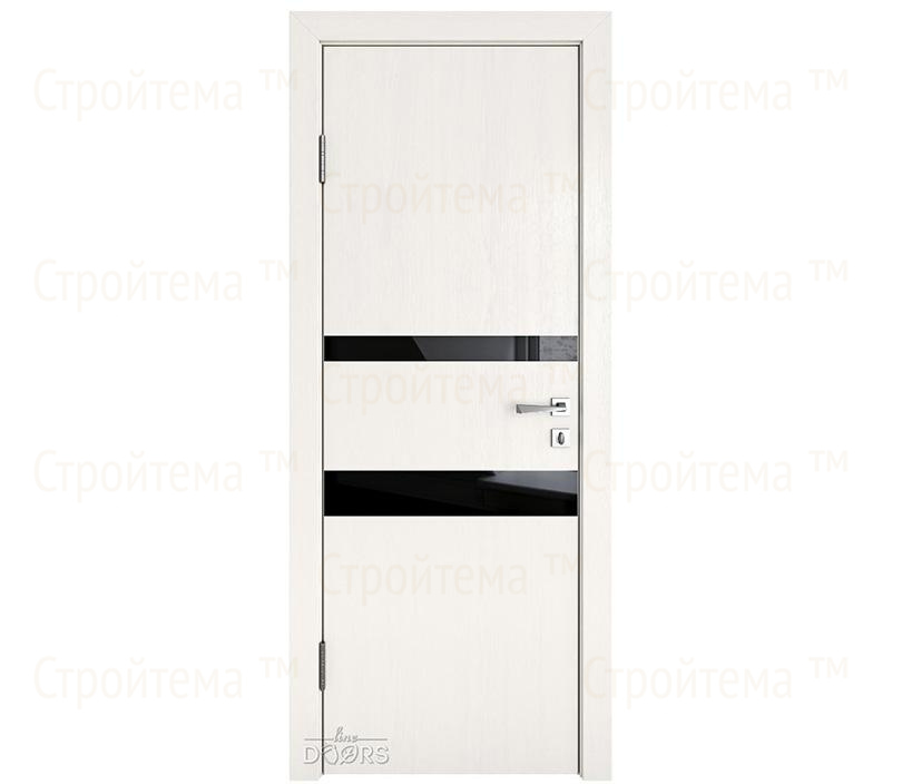 Дверь межкомнатная Линия дверей DO-512 (ДО-512) Белый ясень/стекло Черное