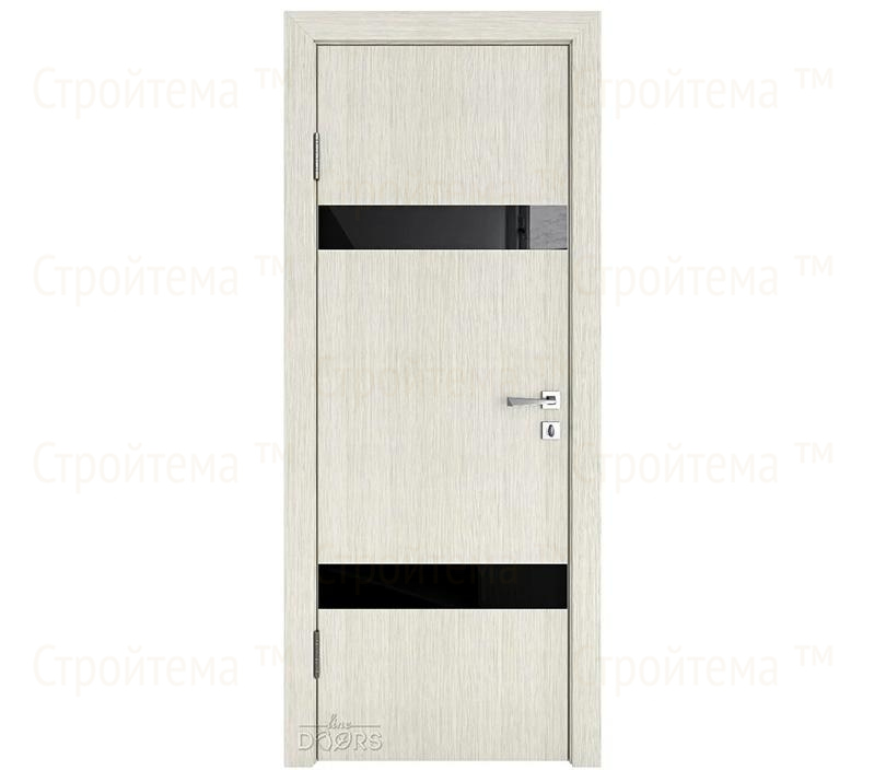 Дверь межкомнатная Линия дверей DO-502 (ДО-502) Белая лиственница/стекло Черное