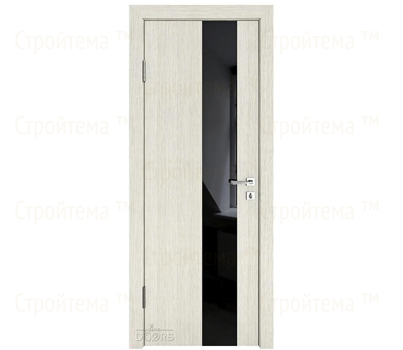 Дверь межкомнатная Линия дверей DO-504 (ДО-504) Белая лиственница/стекло Черное