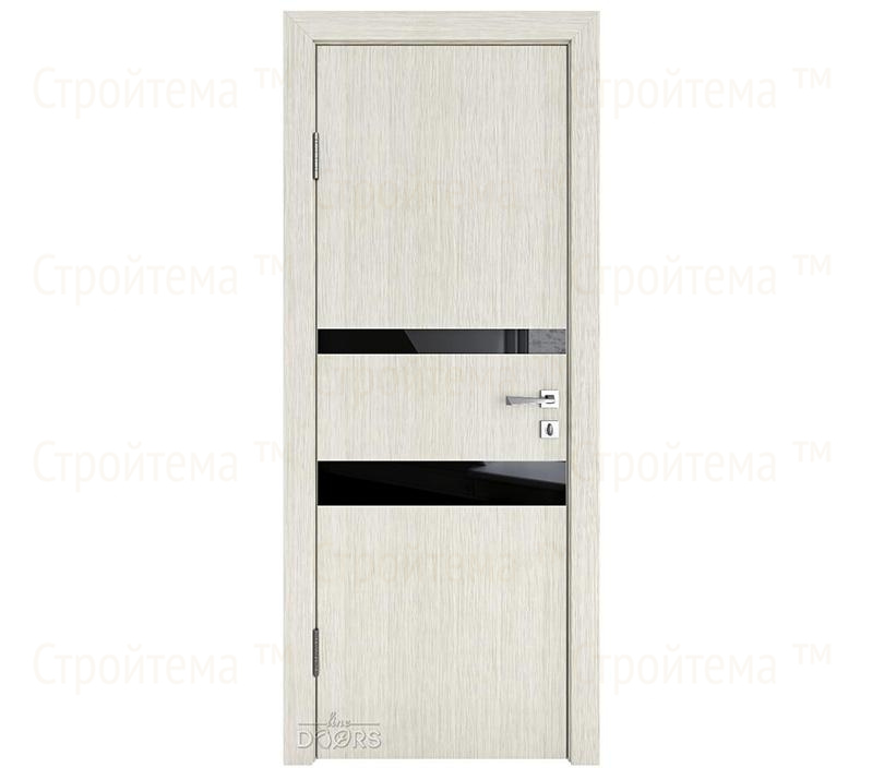 Дверь межкомнатная Линия дверей DO-512 (ДО-512) Белая лиственница/стекло Черное