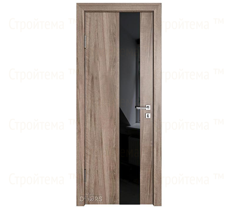 Дверь межкомнатная Линия дверей DO-504 (ДО-504) Орех седой светлый/стекло Черное