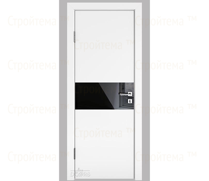 Дверь межкомнатная шумоизоляционная Линия дверей DO-601 (ДО-601) Белый бархат/стекло Черное