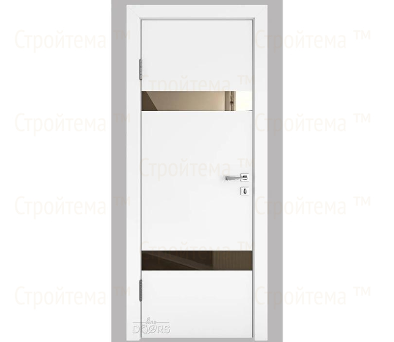 Дверь межкомнатная шумоизоляционная Линия дверей DO-602 (ДО-602) Белый бархат/зеркало Бронза