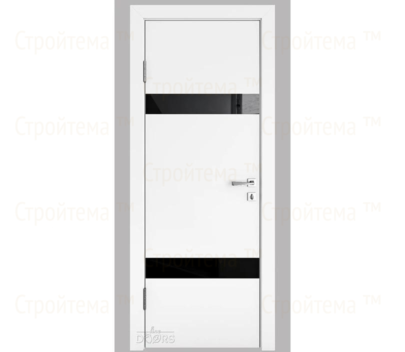 Дверь межкомнатная шумоизоляционная Линия дверей DO-602 (ДО-602) Белый бархат/стекло Черное