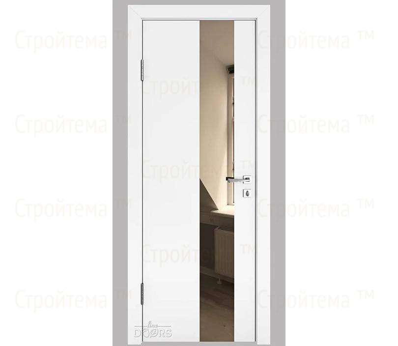 Дверь межкомнатная шумоизоляционная Линия дверей DO-604 (ДО-604) Белый бархат/зеркало Бронза