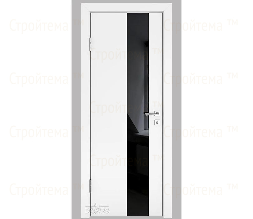 Дверь межкомнатная шумоизоляционная Линия дверей DO-604 (ДО-604) Белый бархат/стекло Черное