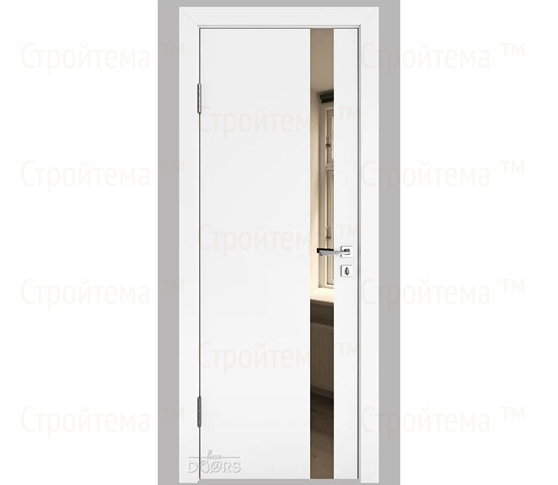 Дверь межкомнатная шумоизоляционная Линия дверей DO-607 (ДО-607) Белый бархат/зеркало Бронза