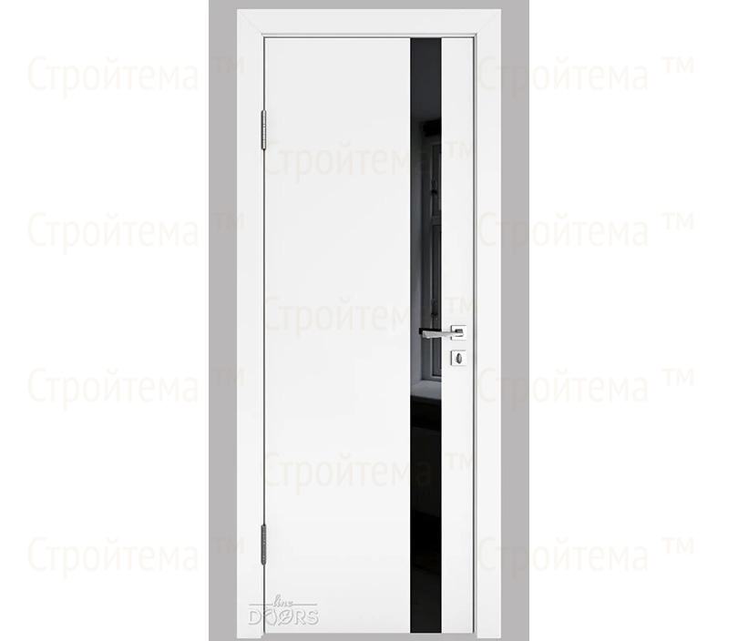 Дверь межкомнатная шумоизоляционная Линия дверей DO-607 (ДО-607) Белый бархат/стекло Черное