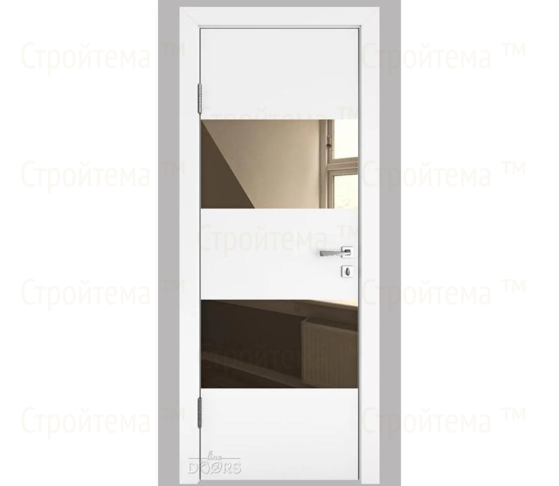 Дверь межкомнатная шумоизоляционная Линия дверей DO-608 (ДО-608) Белый бархат/зеркало Бронза