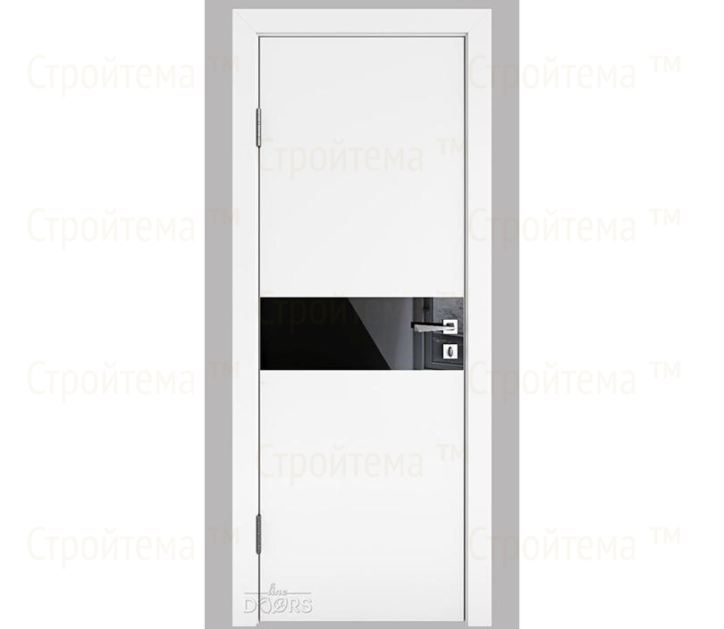 Дверь межкомнатная шумоизоляционная Линия дверей DO-609 (ДО-609) Белый бархат/стекло Черное