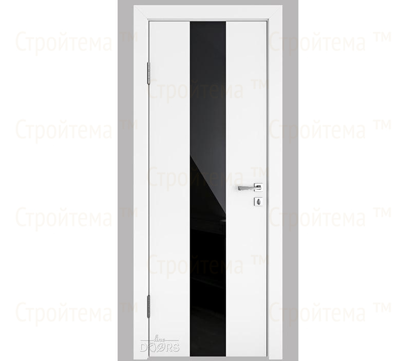Дверь межкомнатная шумоизоляционная Линия дверей DO-610 (ДО-610) Белый бархат/стекло Черное