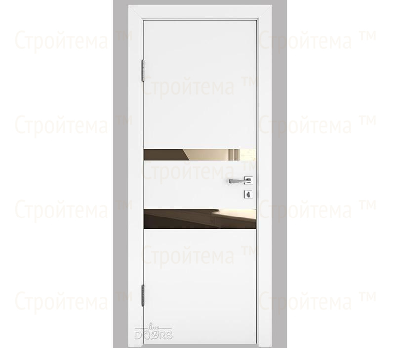 Дверь межкомнатная шумоизоляционная Линия дверей DO-612 (ДО-612) Белый бархат/зеркало Бронза