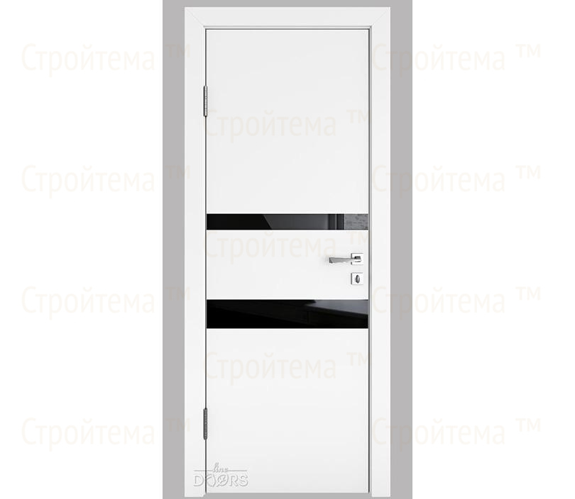 Дверь межкомнатная шумоизоляционная Линия дверей DO-612 (ДО-612) Белый бархат/стекло Черное