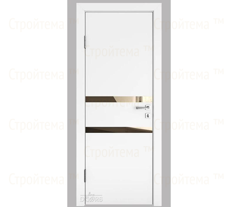 Дверь межкомнатная шумоизоляционная Линия дверей DO-613 (ДО-613) Белый бархат/зеркало Бронза