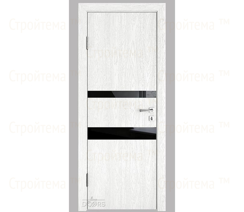 Дверь межкомнатная шумоизоляционная Линия дверей DO-612 (ДО-612) Белый глубокий/стекло Черное