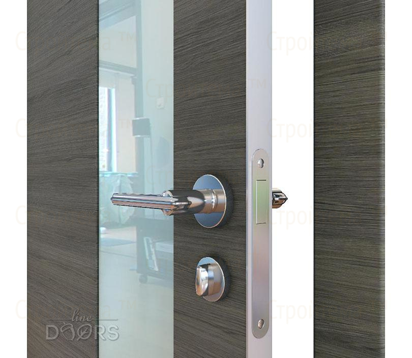 Дверь межкомнатная шумоизоляционная Линия дверей DO-604 (ДО-604) Ольха темная/стекло Белое