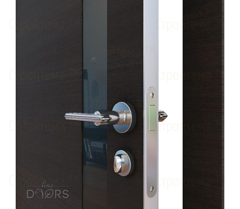 Дверь межкомнатная шумоизоляционная Линия дверей DO-607 (ДО-607) Венге горизонтальный/стекло Черное