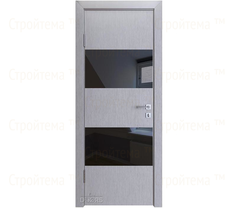 Дверь межкомнатная шумоизоляционная Линия дверей DO-608 (ДО-608) Металлик/стекло Черное