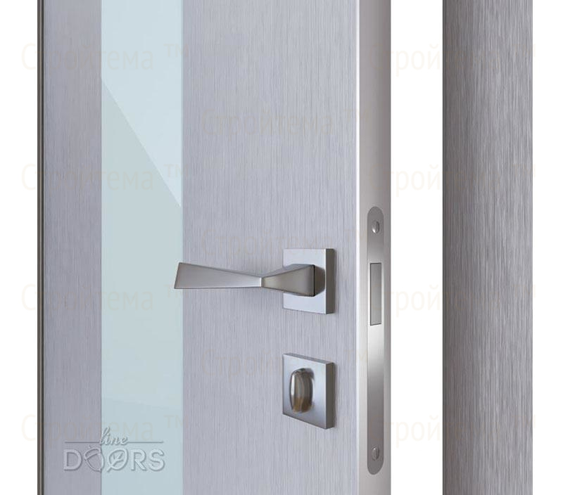 Дверь межкомнатная шумоизоляционная Линия дверей DO-610 (ДО-610) Металлик/стекло Белое
