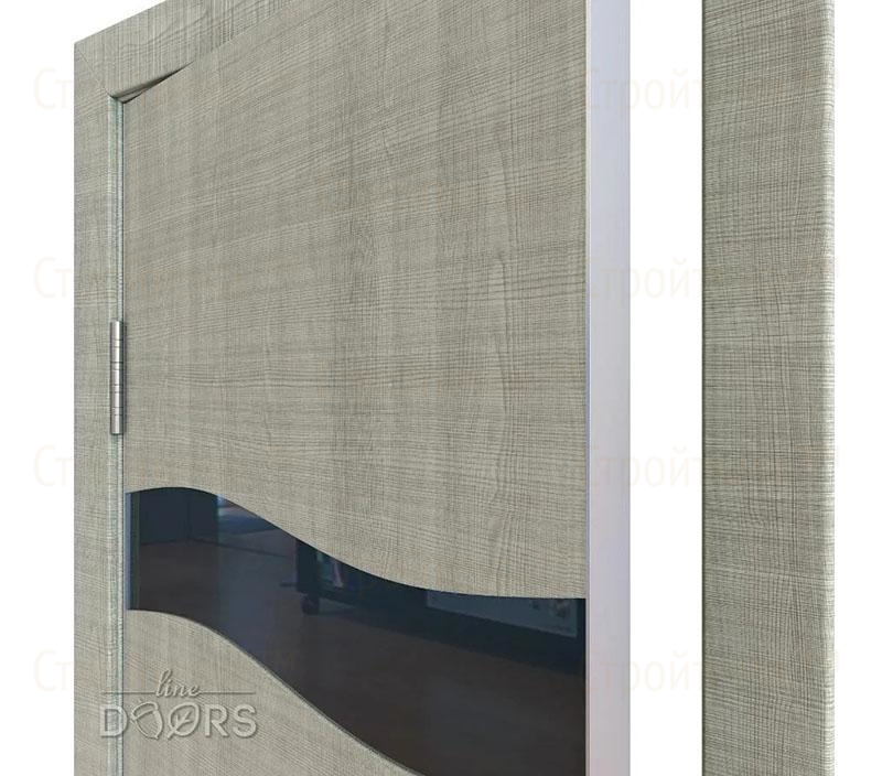 Дверь межкомнатная шумоизоляционная Линия дверей DO-603 (ДО-603) Серый дуб/стекло Черное