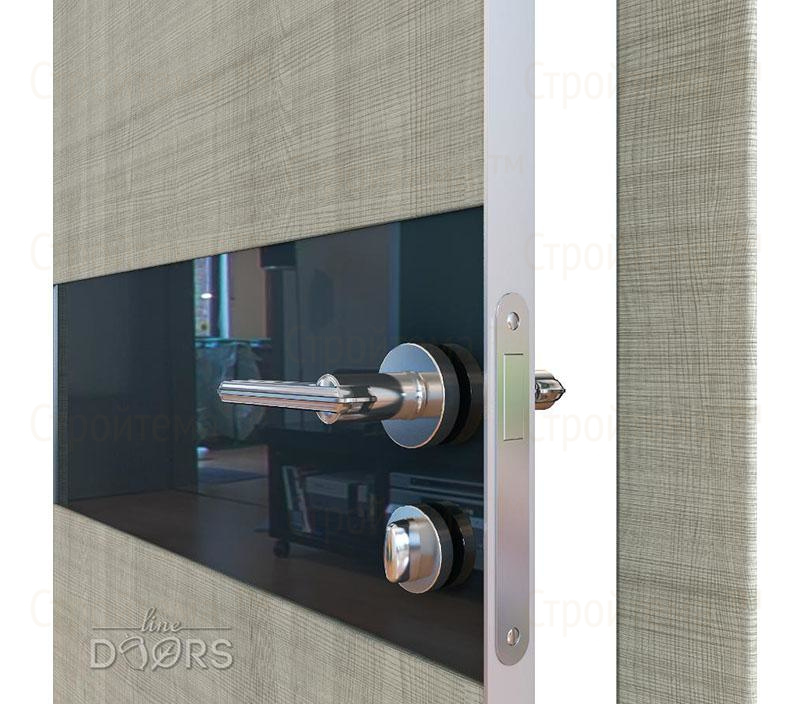Дверь межкомнатная шумоизоляционная Линия дверей DO-609 (ДО-609) Серый дуб/стекло Черное