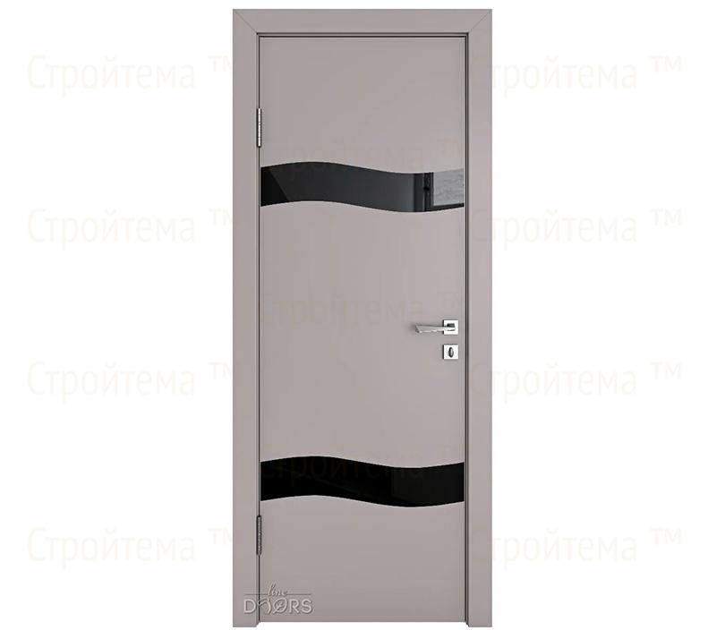 Дверь межкомнатная шумоизоляционная Линия дверей DO-603 (ДО-603) Серый бархат/стекло Черное