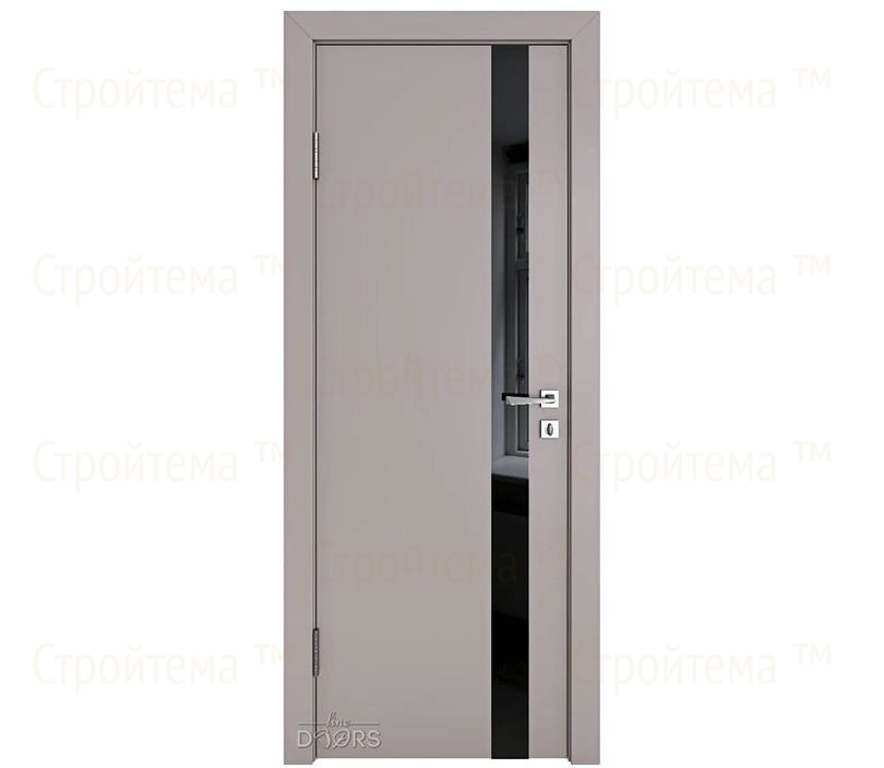 Дверь межкомнатная шумоизоляционная Линия дверей DO-607 (ДО-607) Серый бархат/стекло Черное