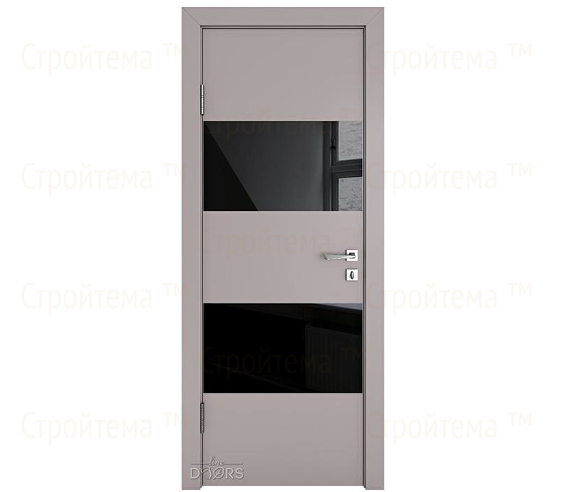 Дверь межкомнатная шумоизоляционная Линия дверей DO-608 (ДО-608) Серый бархат/стекло Черное
