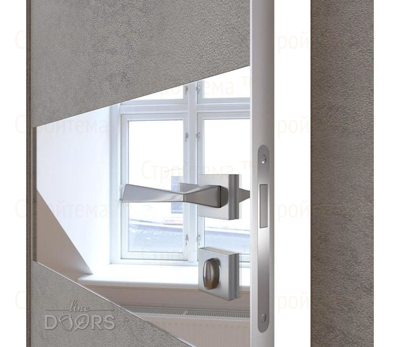 Дверь межкомнатная шумоизоляционная Линия дверей DO-601 (ДО-601) Бетон светлый/Зеркало