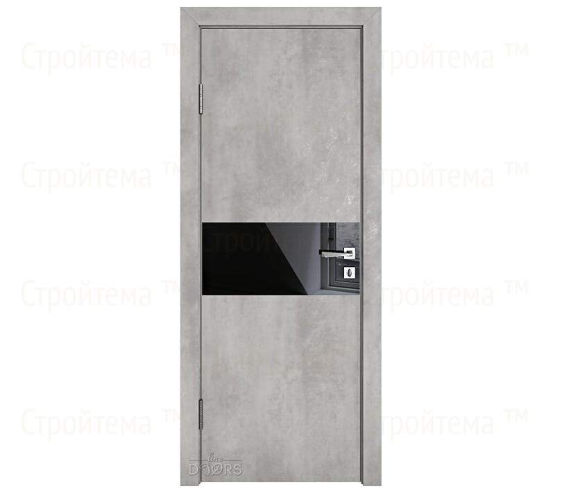 Дверь межкомнатная шумоизоляционная Линия дверей DO-601 (ДО-601) Бетон светлый/стекло Черное