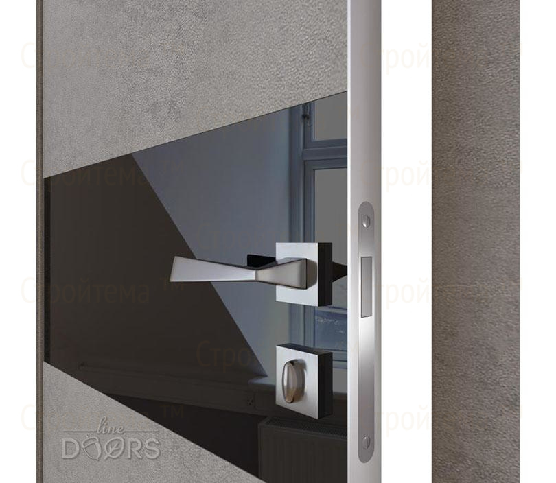 Дверь межкомнатная шумоизоляционная Линия дверей DO-601 (ДО-601) Бетон светлый/стекло Черное